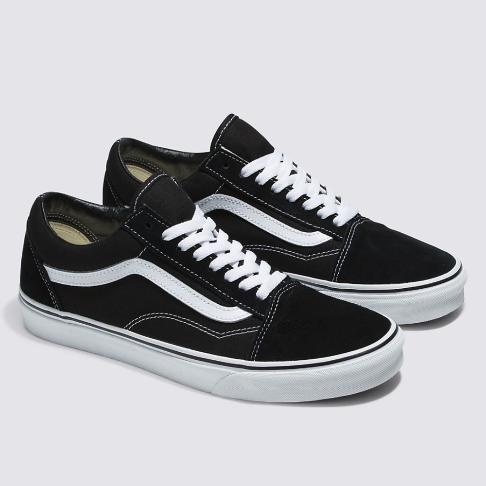 Vans‎ 7 Mens Canvas Old Skool WARD Suede Black White sneakers with Leopard Laces